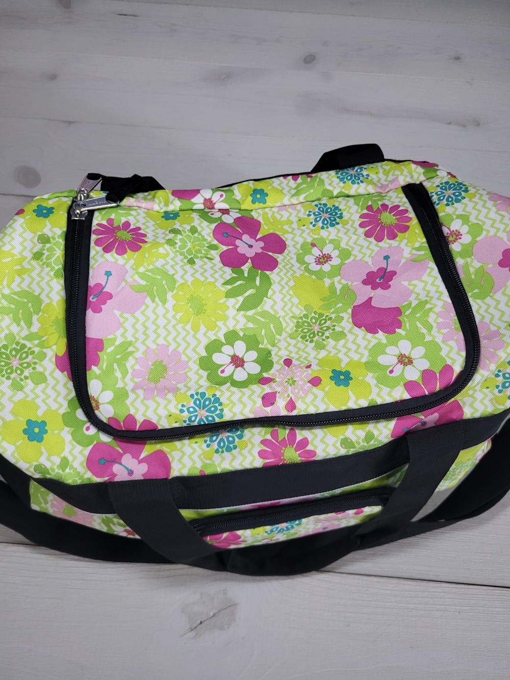 L.L. Bean Duffle Bag Retro Floral Travel Vacation Gym. - Picture 6 of 11